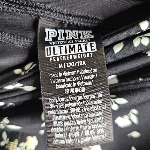 VICTORIA'S SECRET PINK Ultimate Leggings BLACK & YELLOW FLORAL size M Athleisure - Picture 5 of 8
